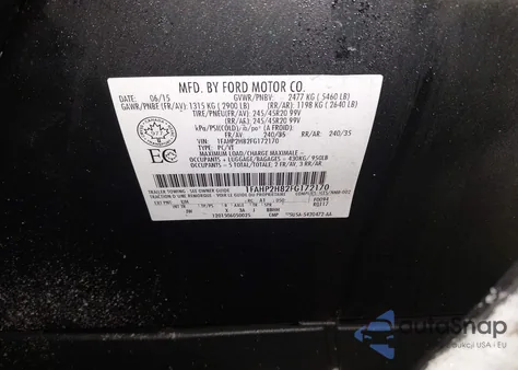 2015 Ford Taurus Sel из США, поврежденный, VIN 1FAHP2H82FG172170